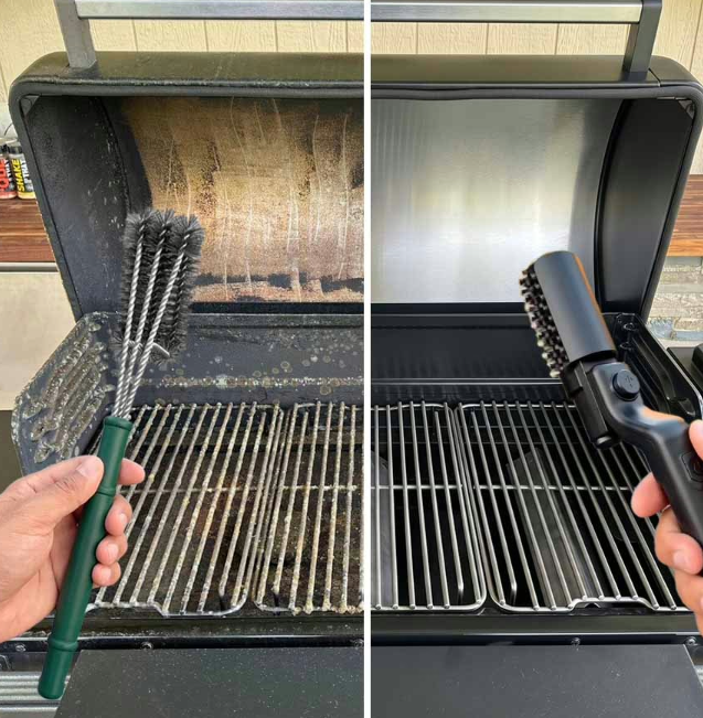 Grill vor und nach Reinigung mit GrillWizz Grillreiniger